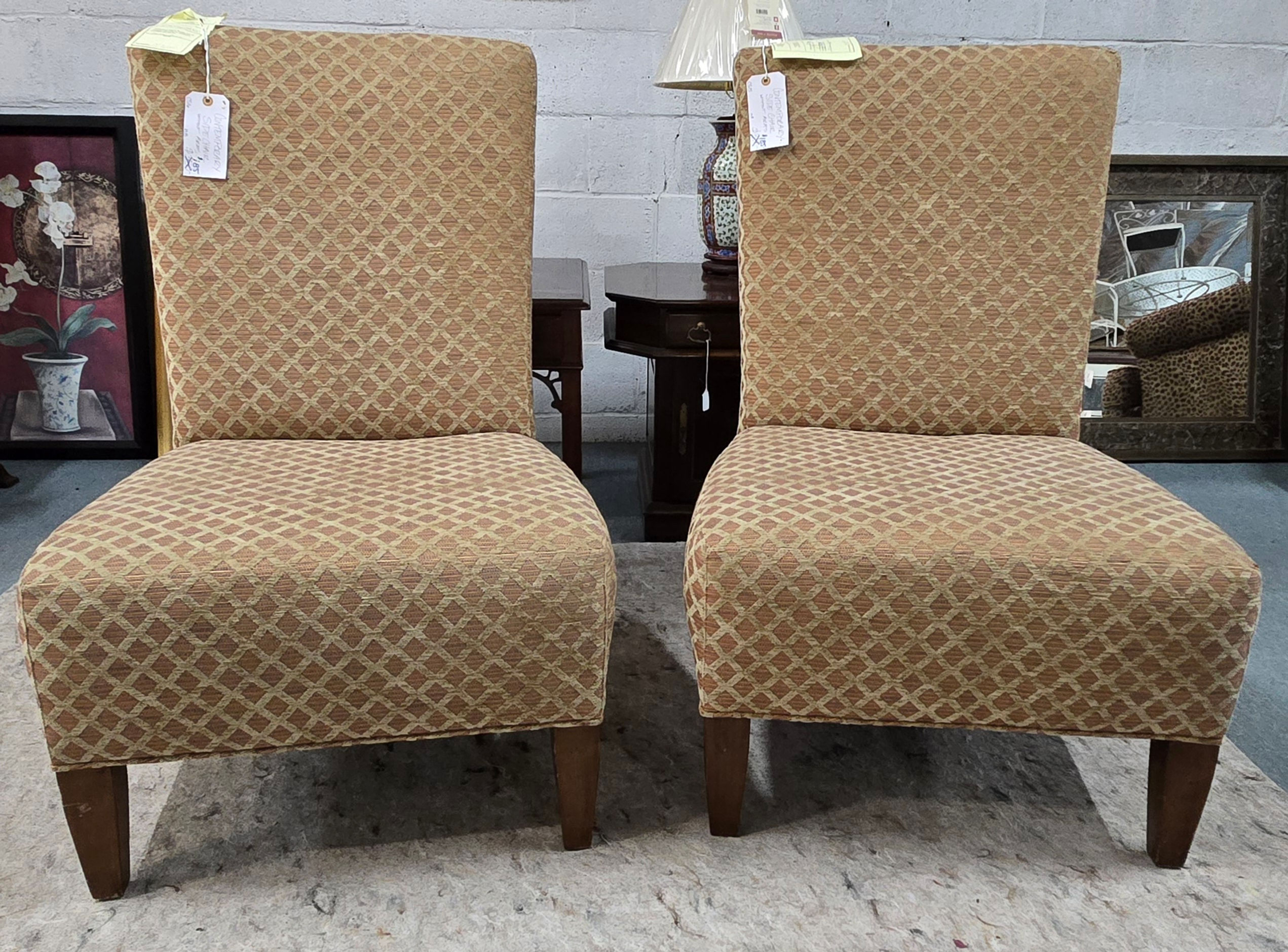 Modern Chair Brown Tan Diamond Pattern