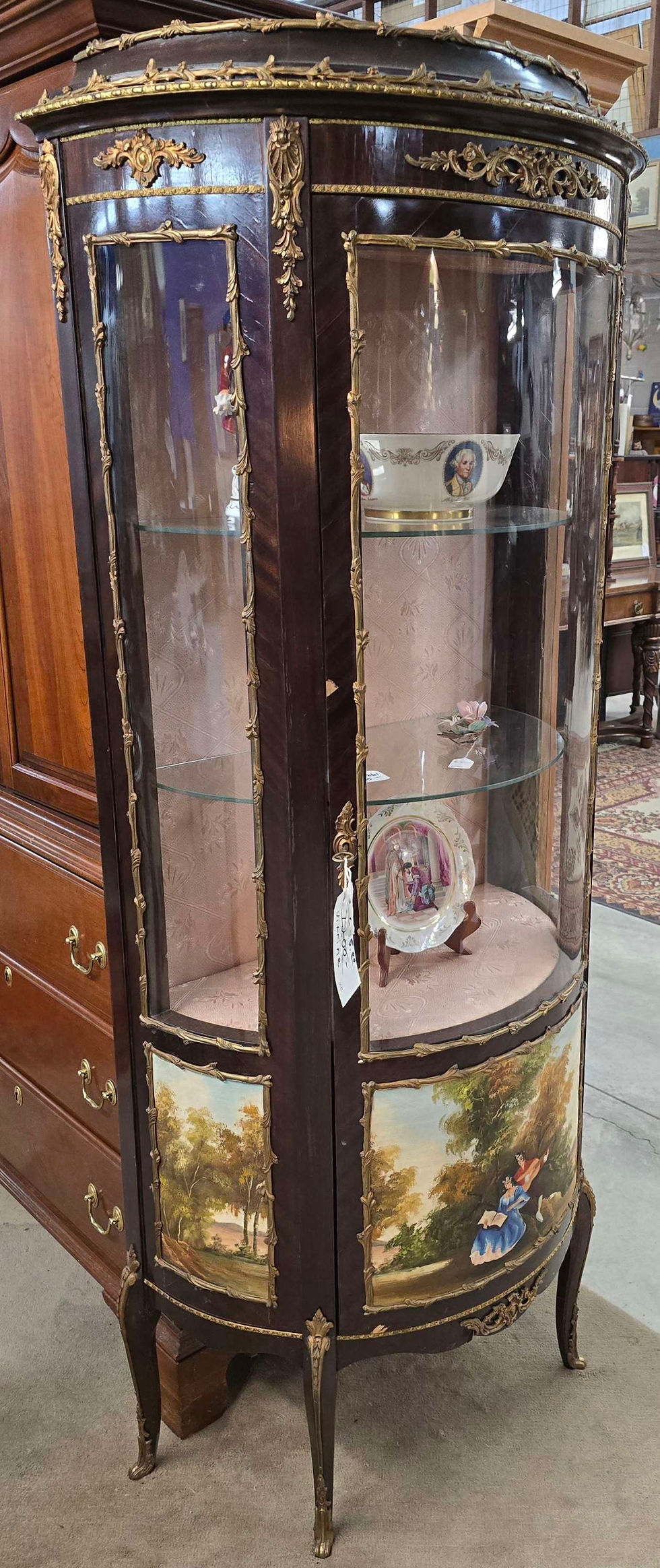 Thumbnail: Antique Vitrine Curio Cabinet Handpainted Gold