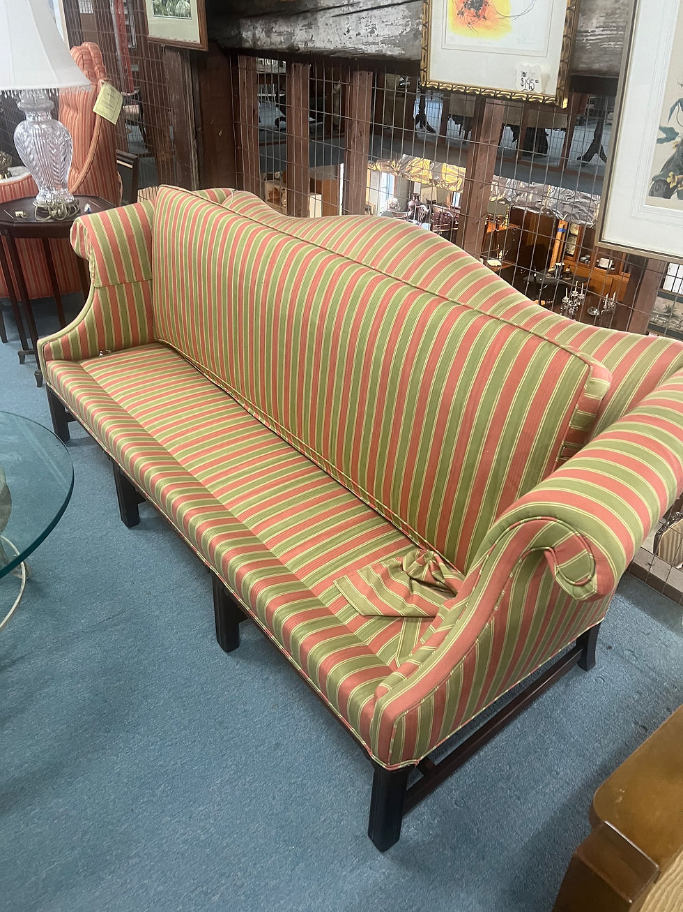 Thumbnail: CHIPPENDALE STYLE VINTAGE QUALITY CAMELBACK SOFA