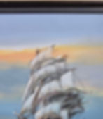Thumbnail: Framed Art Sailing Ship Signed W. Sopia 21¾" x 19½"
