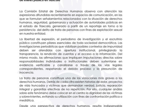 SALE LA CEDHT EN DEFENSA DEL GOBIERNO DE LORENA CUÉLLAR ANTE SEÑALAMIENTOS POR LA TRATA DE PERSONAS EN TLAXCALA
