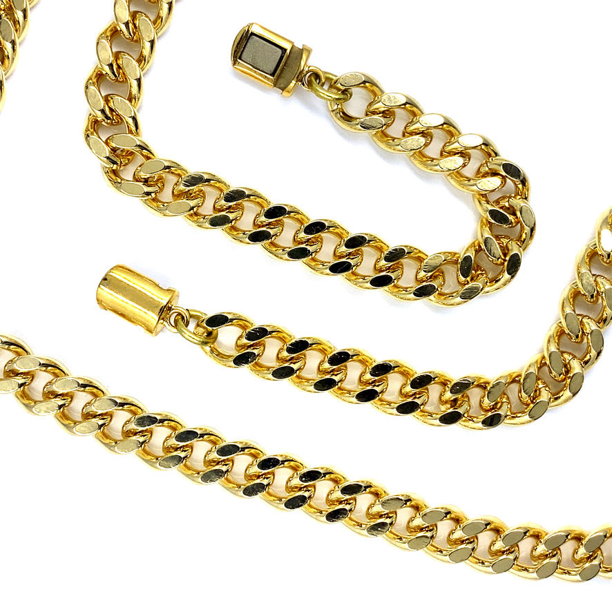 Miniaturbild: 6mm Gold-Plated Diamond-Cut Curb Chain with Freedom Clasp (Wholesale)