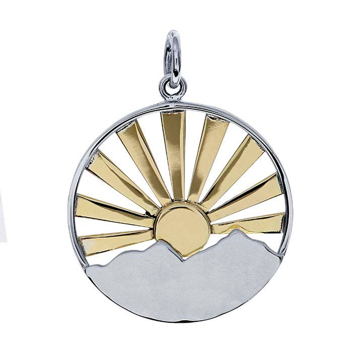Sterling Silver Bronze Sunrise Over Mountain Pendant