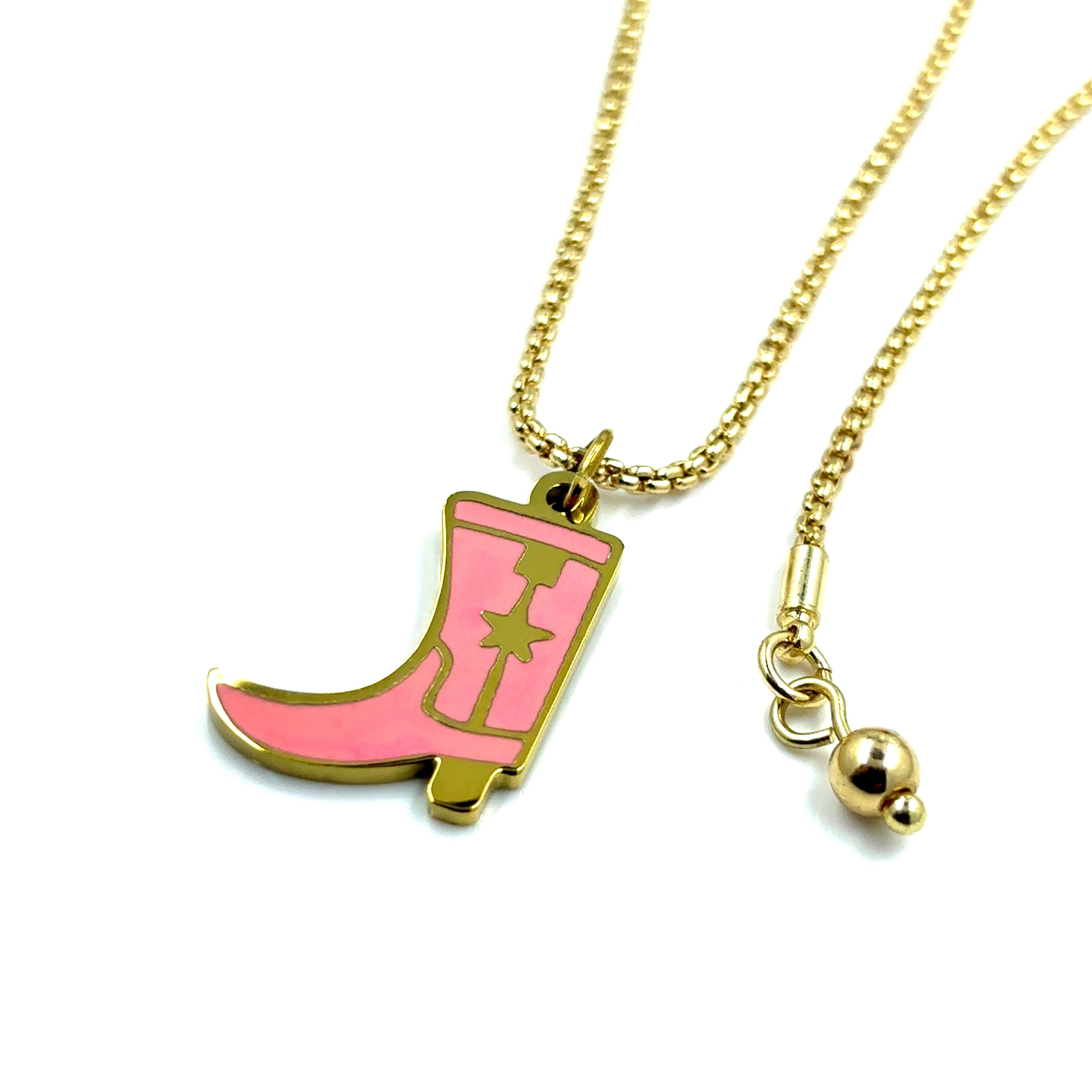 Pink Cowgirl Boot Necklace with Freedom Clasp™