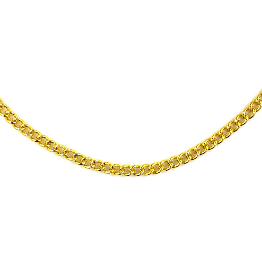 18K Gold Plated Stainless Steel 2mm Curb Chain Necklace with Freedom Clasp