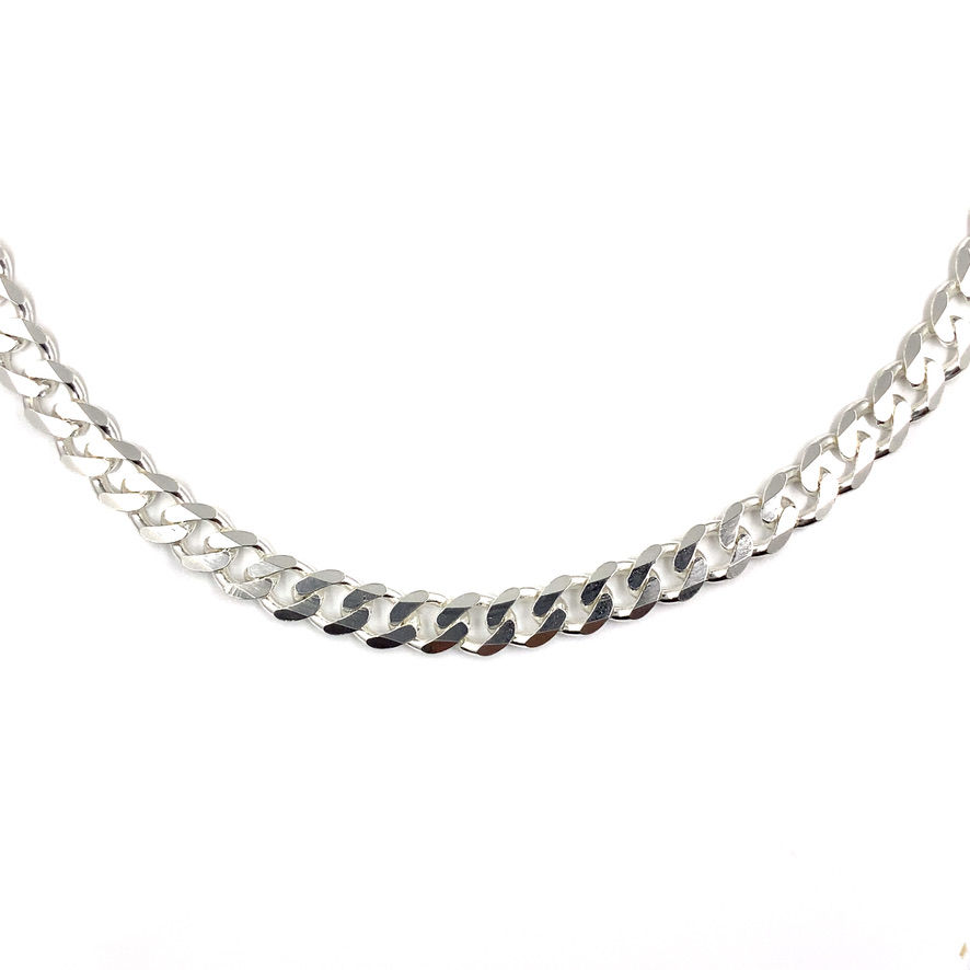 6mm Sterling Silver Beveled Cuban Link Necklace with Freedom Clasp™