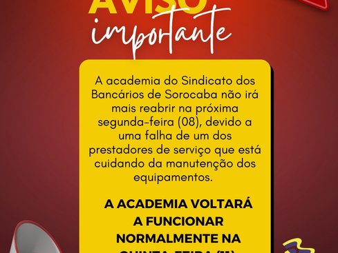 Atenção, alunos da academia do Seeb Sorocaba!