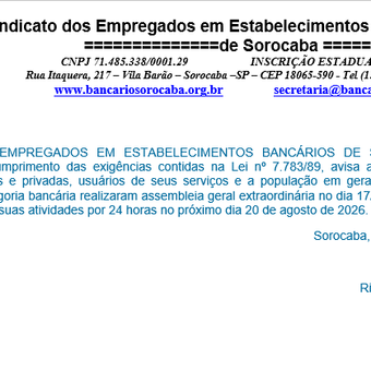 PARALISAÇÃO 20 DE AGOSTO