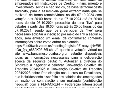 FINANCIÁRIOS: EDITAL DE CONVOCAÇÃO DE ASSEMBLEIA GERAL EXTRAORDINÁRIA