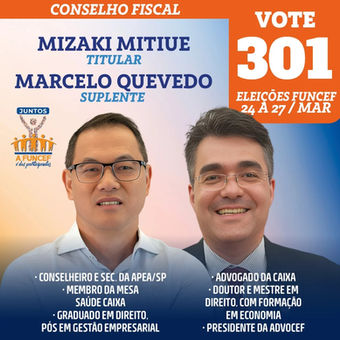 Mizaki Mitiue deve visitar Sorocaba nesta quarta (18) em agenda de campanha para o Conselho Fiscal da Funcef