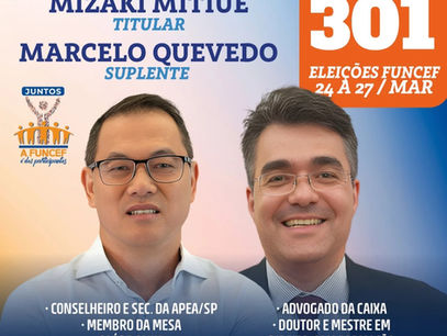 Mizaki Mitiue deve visitar Sorocaba nesta quarta (18) em agenda de campanha para o Conselho Fiscal da Funcef