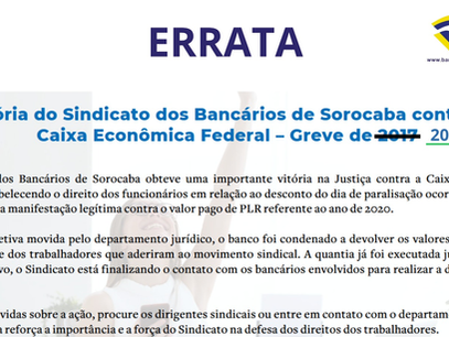 Errata - Boletim mensal 