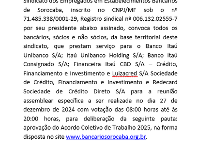 EDITAL ASSEMBLEIA ITAÚ