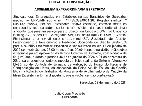 EDITAL ASSEMBLEIA ITAÚ