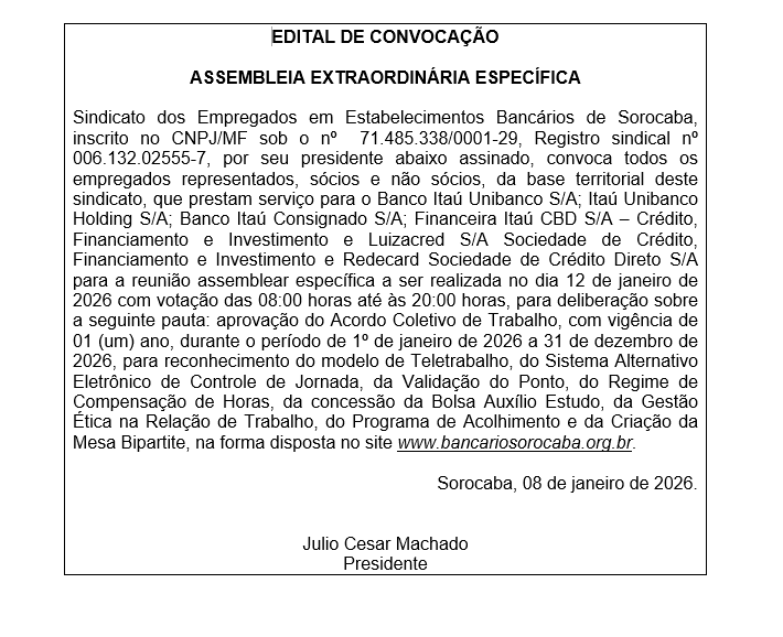 EDITAL ASSEMBLEIA ITAÚ 