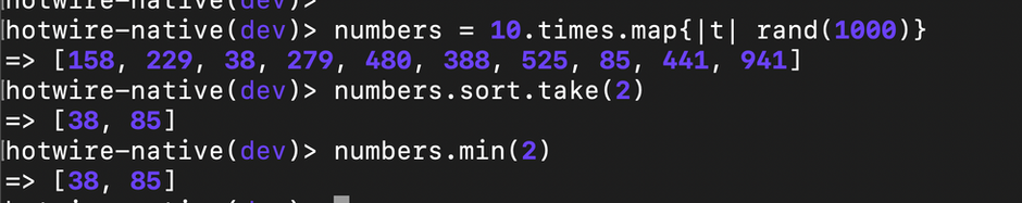Performance Comparison: Finding the Two Smallest Numbers in Ruby