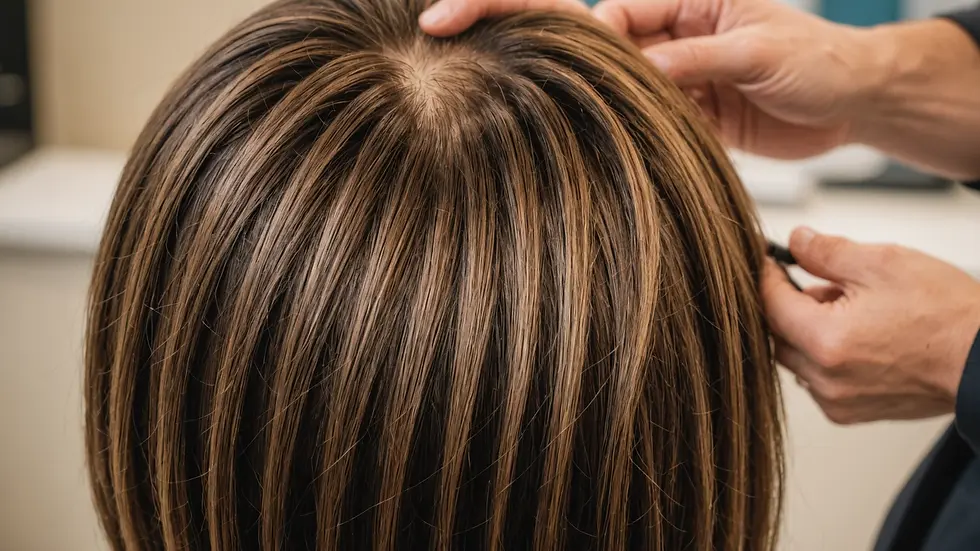 Close-up view of a client consultation about hair treatment options