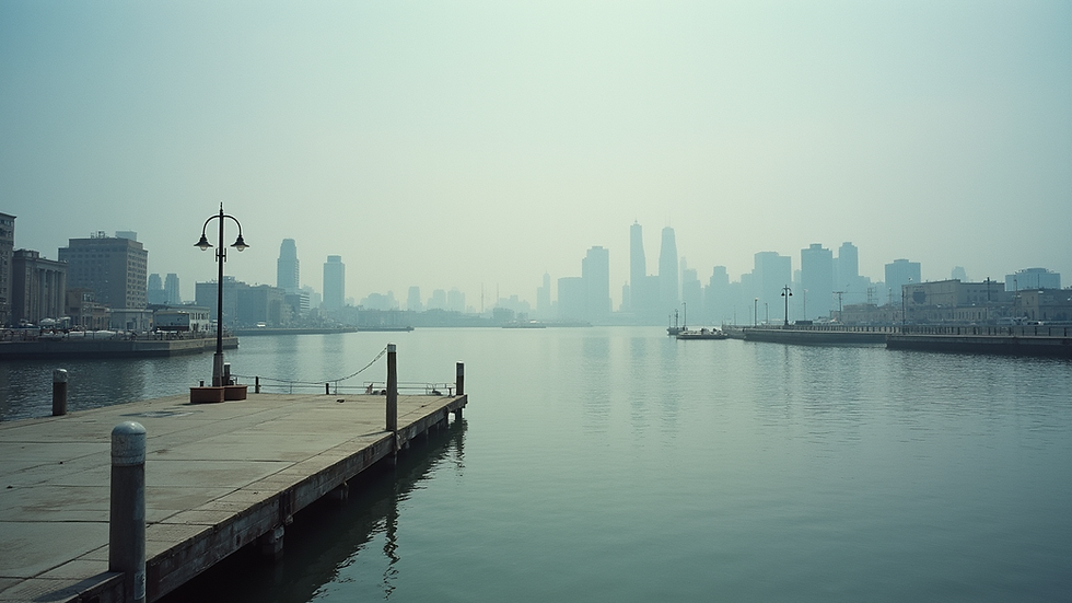 Eye-level view of Weehawken waterfront with skyline in the background