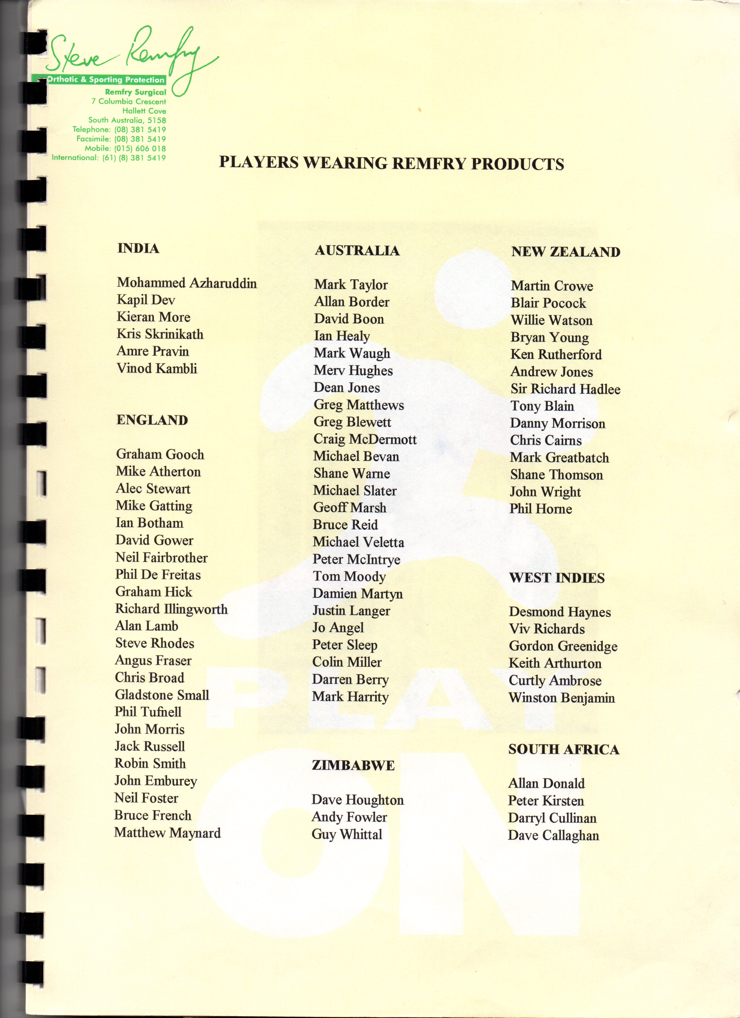 Remfry player list