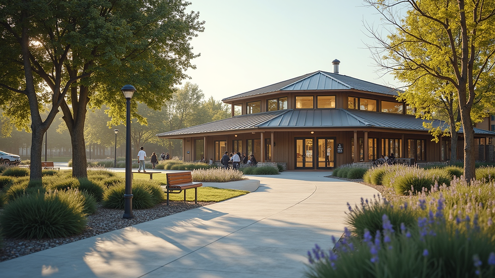 Eye-level view of a community center with accessible features