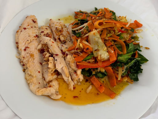 Miranda’s Pan-Seared Fish & Stir-Fried Veggies