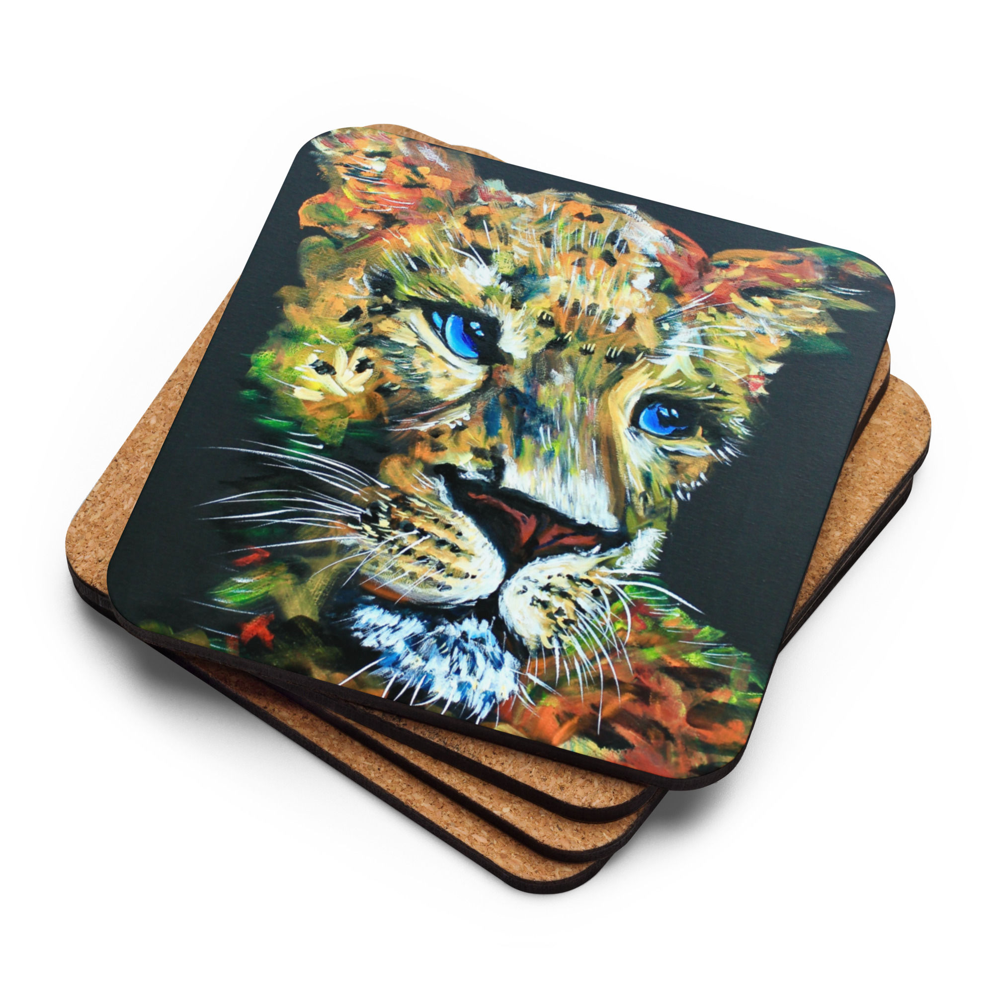 "Leo" Cork-back coaster