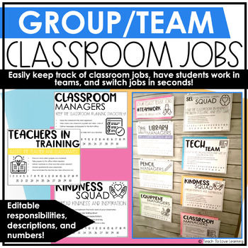 Team Classroom Jobs┃Group Classroom Jobs┃Editable Classroom Jobs