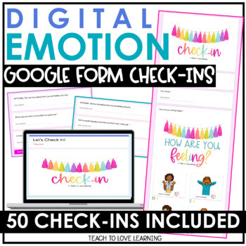 Digital Emotion Digital Daily Check-Ins | 50 Google Forms Emotion Check ...