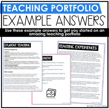 Teaching Portfolio Example Answers | Use this with a portfolio template!