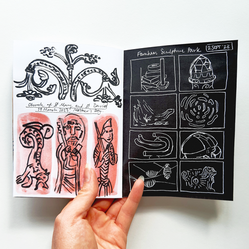 page spread of travel zine