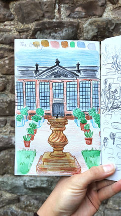 sketchbook spread of Hanbury Hall