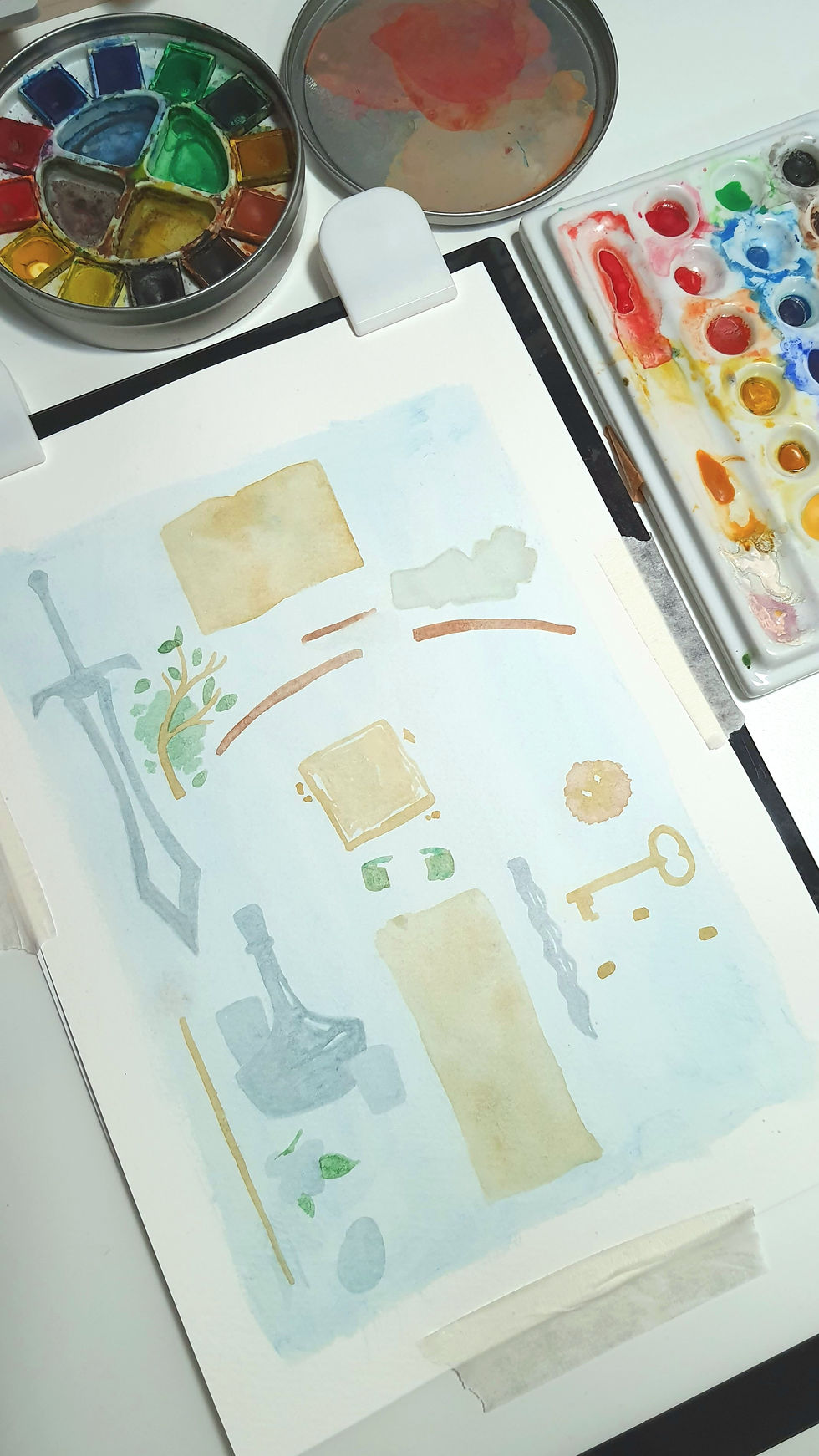 work in progress of a watercolour painting