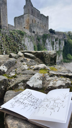 chepstow castle and sketchbook