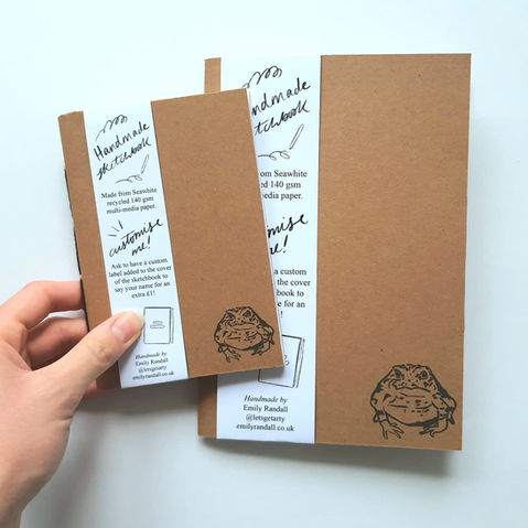 handmade sketchbooks with frog design