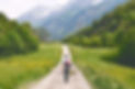 Man walking through the mountains