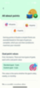 Screenshot of the about points page of the Goalie application