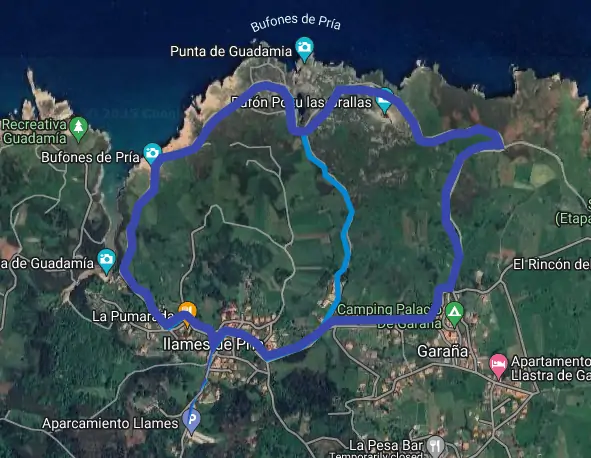 Playa de Guadamia Bufones walk map 1