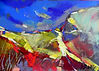 Abstract painting Blue sky in Malaga 1by mixed media artist Magdalena Morey