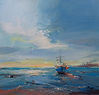 Abstract painting Summer Evenings 28 (19x19cm)by mixed media artist Magdalena Morey
