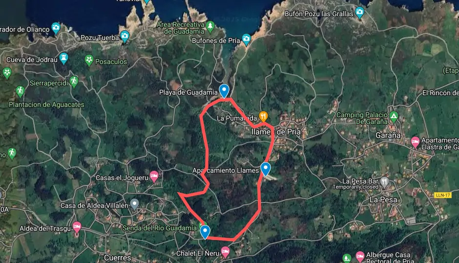 Senda de Guadamía walk map