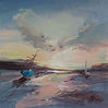 Abstract painting Summer Evenings 33 (12x12cm)by mixed media artist Magdalena Morey