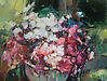 Abstract painting Dappled Shade and Sweetpeasby mixed media artist Magdalena Morey