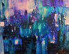 Abstract painting City Bluesby mixed media artist Magdalena Morey