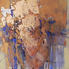 Abstract painting A Moment Ago (70x70cm)by mixed media artist Magdalena Morey