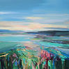 Abstract painting Crocus Sunrise 3 (80x80cm)by mixed media artist Magdalena Morey