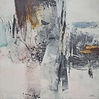 Abstract painting Interactions 5 (30x30cm)by mixed media artist Magdalena Morey