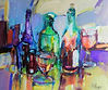 Abstract painting "Saturday Night"by mixed media artist Magdalena Morey