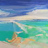 Abstract painting Meeting The Sea 3 (20x20cm)by mixed media artist Magdalena Morey