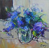 Abstract painting Anemones in a Jugby mixed media artist Magdalena Morey