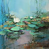 Abstract painting Morning Light 5by mixed media artist Magdalena Morey